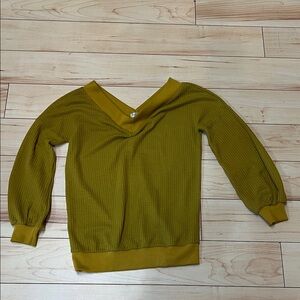 Mustard V-Neck Women's Long Sleeve Top